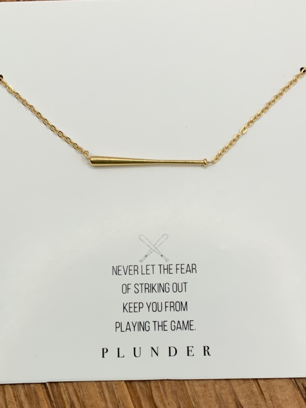 Plunder Design Gold Tone Tapered Baseball Bar Chain Necklace